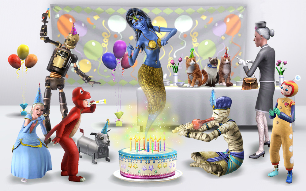 Игра про день рождения. Симс день рождения. Симс 4 день рождения. Игры на день рождения. Открытка с днём рождения в стиле игр.