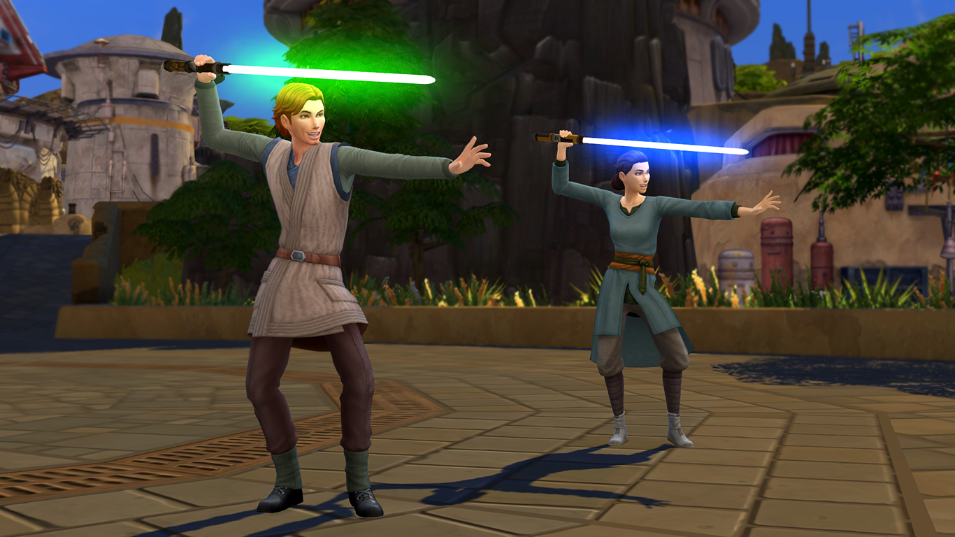 Световые мечи в The Sims 4 Star Wars: Путешествие на Батуу.